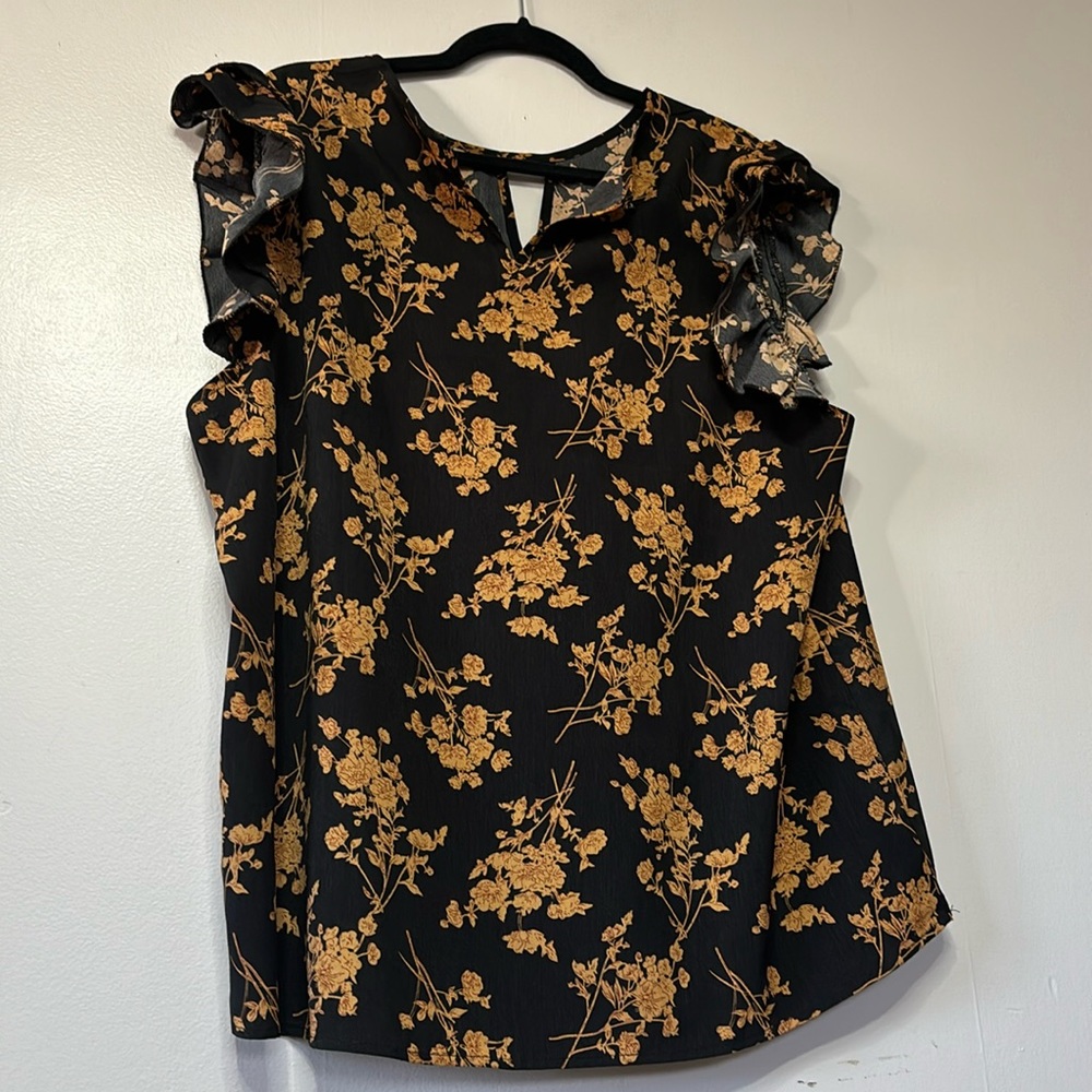 Black and gold floral SHEIN top